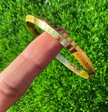 Sikh Kara Gold Plated Khanda Laser Engraved Bracelet Kada Singh Kaur Khalsa Kakaar Punjabi Sikhism One Edge Collar Bangle Karra Design DD61