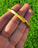 Sikh Kara Gold Plated Khanda Laser Engraved Bracelet Kada Singh Kaur Khalsa Kakaar Punjabi Sikhism One Edge Collar Bangle Karra Design DD61