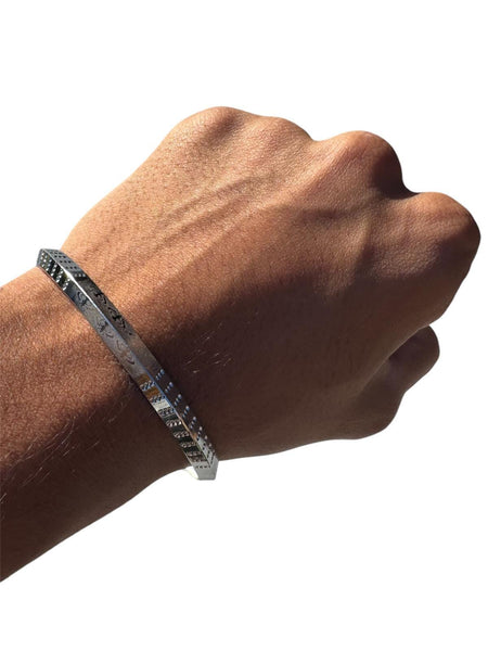Sikh Kara Silver Plated Khanda Laser Engraved Bracelet Kada Singh Kaur Khalsa Kakaar Punjabi Sikhism One Edge Collar Bangle Karra Design 60