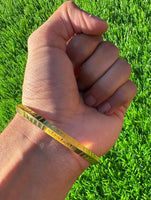 Sikh Kara Gold Plated Khanda Laser Engraved Bracelet Kada Singh Kaur Khalsa Kakaar Punjabi Sikhism One Edge Collar Bangle Karra Design DD61