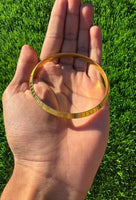 Sikh Kara Gold Plated Khanda Laser Engraved Bracelet Kada Singh Kaur Khalsa Kakaar Punjabi Sikhism One Edge Collar Bangle Karra Design DD61
