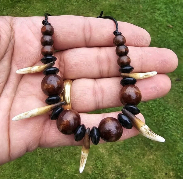 Authentic wolf tooth pendant tribal evil eye nazar protection witcher necklace