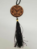 Punjabi sikh wooden khanda stunning pendant evil protection car hanger brown qqa