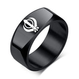 India Sikhism Rings Men Hinduism Customized Sikh Symbol Stainless Steel Signet Band Ring Religious Jewelry