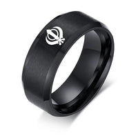 India Sikhism Rings Men Hinduism Customized Sikh Symbol Stainless Steel Signet Band Ring Religious Jewelry