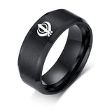 India Sikhism Rings Men Hinduism Customized Sikh Symbol Stainless Steel Signet Band Ring Religious Jewelry