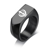 India Sikhism Rings Men Hinduism Customized Sikh Symbol Stainless Steel Signet Band Ring Religious Jewelry