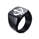 India Sikhism Rings Men Hinduism Customized Sikh Symbol Stainless Steel Signet Band Ring Religious Jewelry