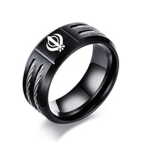 India Sikhism Rings Men Hinduism Customized Sikh Symbol Stainless Steel Signet Band Ring Religious Jewelry