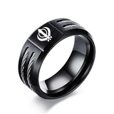 India Sikhism Rings Men Hinduism Customized Sikh Symbol Stainless Steel Signet Band Ring Religious Jewelry