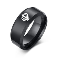 India Sikhism Rings Men Hinduism Customized Sikh Symbol Stainless Steel Signet Band Ring Religious Jewelry