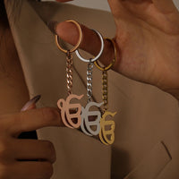 Punjabi Sikh Gold Keychain Pendant Gift 18K Stainless Steel Believer Faith Master Unique Symbol Religious Jewelry Souvenir