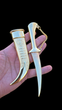 Gold plated Stainless Steel Kirpan Sikh Siri Sahib Singh Diamond Design Khanda Engraved F51R