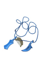 Sikh Punjabi Stainless Steel Khanda Kirpan Comb in ball chain singh khalsa QQ-G Pendant Locket Amulet Talisman Good Luck Charm Positive Vibe