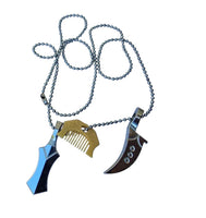 Sikh Punjabi Stainless Steel Khanda Kirpan Comb in ball chain singh khalsa QQ-G Pendant Locket Amulet Talisman Good Luck Charm Positive Vibe