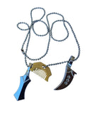 Sikh Punjabi Stainless Steel Khanda Kirpan Comb in ball chain singh khalsa QQ-G Pendant Locket Amulet Talisman Good Luck Charm Positive Vibe