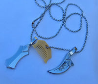 Sikh Punjabi Stainless Steel Khanda Kirpan Comb in ball chain singh khalsa QQ-G Pendant Locket Amulet Talisman Good Luck Charm Positive Vibe