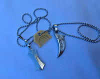 Sikh Punjabi Stainless Steel Khanda Kirpan Comb in ball chain singh khalsa QQ-G Pendant Locket Amulet Talisman Good Luck Charm Positive Vibe