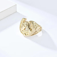 Vintage Horse Head and Horseshoe Rings 20MM Width Stainless Steel Finger for Men Punk Jewelry