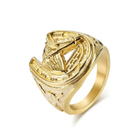 Vintage Horse Head and Horseshoe Rings 20MM Width Stainless Steel Finger for Men Punk Jewelry