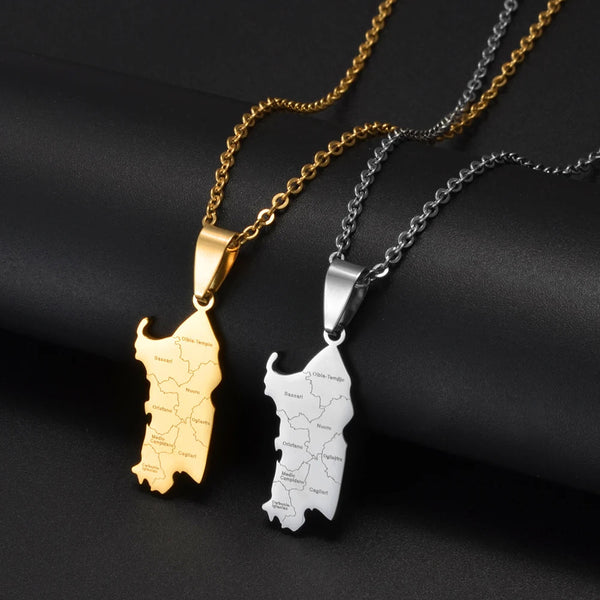 Anniyo 2025 Italy Sardegna Pendant Neckalces for Women Girls Sardinia Stainless Steel Jewelry #504562