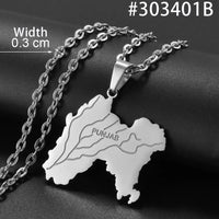 Anniyo Punjab State Pendant Necklace Stainless steel Jewelry for Women Men @303301