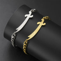 EUEAVAN Imam Ali Zulfiqar Sword Bracelet Stainless Steel Islamic Arabic Calligraphy Bracelets Women Men Religious Amulet Jewelry