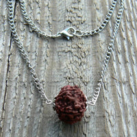 8mm Fashion brown round Rudraksha 925 silver beads Necklace Wristband Chain Calming Bless Diy Chakra Christmas Relief Healing