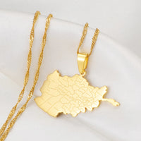 Anniyo Afghanistan Map With Cities Name Pendant Necklaces for Women,Gold Color Afghan Maps Jewelry #211921