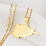 Anniyo Afghanistan Map With Cities Name Pendant Necklaces for Women,Gold Color Afghan Maps Jewelry #211921