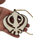 Wooden Khanda Hanger Car Mirror Ornament Punjabi Sikh Singh Khalsa Pendant ZZ1