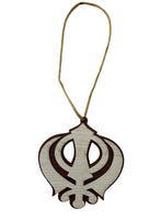 Wooden Khanda Hanger Car Mirror Ornament Punjabi Sikh Singh Khalsa Pendant ZZ1