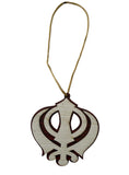 Wooden Khanda Hanger Car Mirror Ornament Punjabi Sikh Singh Khalsa Pendant ZZ1