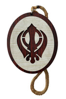 Wooden Khanda Hanger Car Oval Ornament Punjabi Sikh Singh Khalsa Pendant ZZ3 NEW
