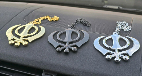 Sikh Gold BlacK Silver KHANDA XLarge Car hanger Khalsa Singh Kaur Punjabi SS53