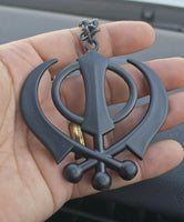 Sikh Gold BlacK Silver KHANDA Large Car hanger Khalsa Singh Kaur Punjabi SS54