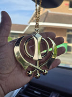 Sikh Gold BlacK Silver KHANDA XLarge Car hanger Khalsa Singh Kaur Punjabi SS53