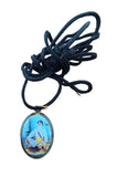 Sikh Pendant Guru Nanak Baba Deep Singh Ji Shaheed Oval Photo double sided in Black dori necklace Evil Eye Protection Nazar Shield LL51G