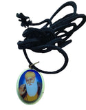 Guru Nanak Baba Deep Singh Shaheed Double Sided Sikh Photo Pendant Black Dori LL