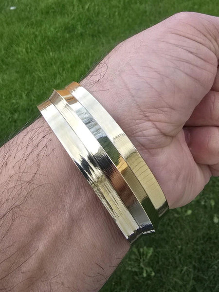Brass Kara Collar Design One Edge Sikh Bangle Singh Khalsa Wide Heavy Kada H3G