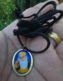 Sikh Pendant Guru Nanak Baba Deep Singh Ji Shaheed Oval Photo double sided in Black dori necklace Evil Eye Protection Nazar Shield LL51G