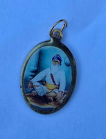 Sikh Pendant Guru Nanak Baba Deep Singh Ji Shaheed Oval Photo double sided in Black dori necklace Evil Eye Protection Nazar Shield LL51G