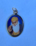 Sikh Pendant Guru Nanak Baba Deep Singh Ji Shaheed Oval Photo double sided in Black dori necklace Evil Eye Protection Nazar Shield LL51G