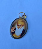 Guru Nanak Baba Deep Singh Shaheed Double Sided Sikh Photo Pendant Black Dori LL
