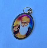 Guru Nanak Baba Deep Singh Shaheed Double Sided Sikh Photo Pendant Black Dori LL