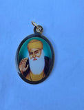Guru Nanak Baba Deep Singh Shaheed Double Sided Sikh Photo Pendant Black Dori LL