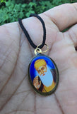 Sikh Pendant Guru Nanak Baba Deep Singh Ji Shaheed Oval Photo double sided in Black dori necklace Evil Eye Protection Nazar Shield LL51G