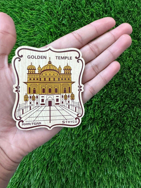 Sikh Wood Engarved Fridge door magnet Souvenir Baba Deep Singh Golden Temple OFB_G