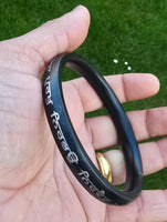 Sikh Sarbloh Kara Black Kada Silver Mool Mantar engraved Singh Kaur Bangle L22A