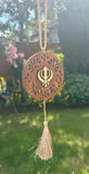Wooden Khanda Hanger Car Mirror Sikh Singh Khalsa Pendant Floral Ornament ZZ2